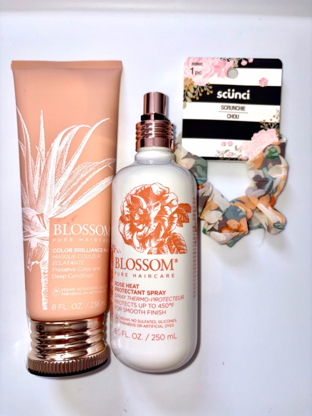 Blossom Pure Haircare Bundle: Color Brilliance Mask + Rose Heat Protectant Spray